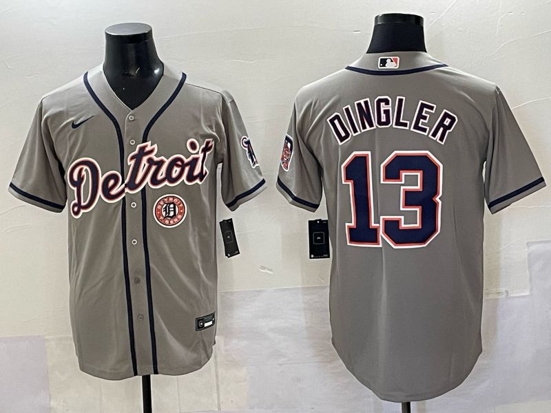 Men 2025 Detroit Tigers #13 Dingler Grey Nike MLB Jersey 08
